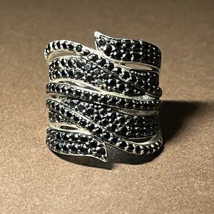 Black Spinel Ring, Sterling Silver
